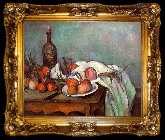 framed  Paul Cezanne Onions and Bottles, ta009-2